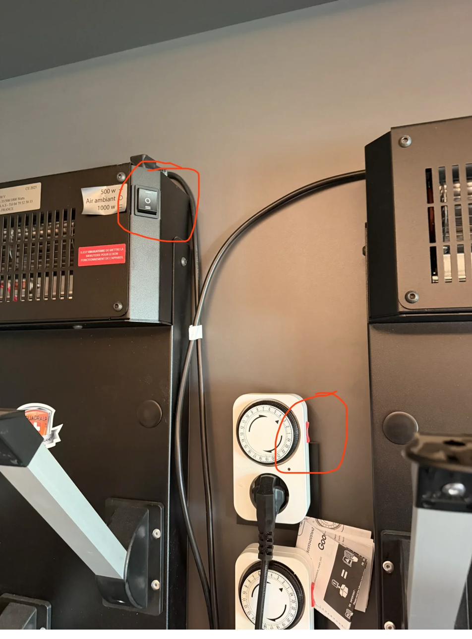 The Barn boot dryer power switch and timer